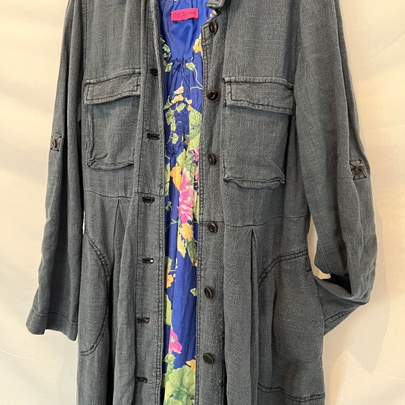 Free People - Rainz Cuffed Duster Jacket/Dress - Dark Indigo Blue - Oversized XS - Picture 8 of 16